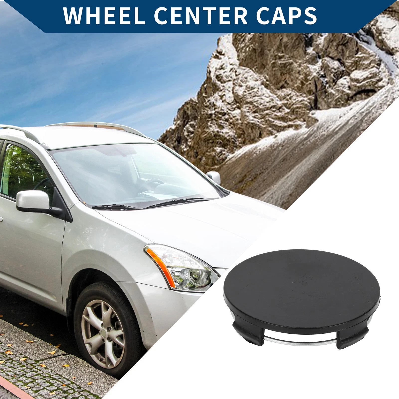 Wheel Center Caps for Universal Vehicles (65mm/2.56") - Black