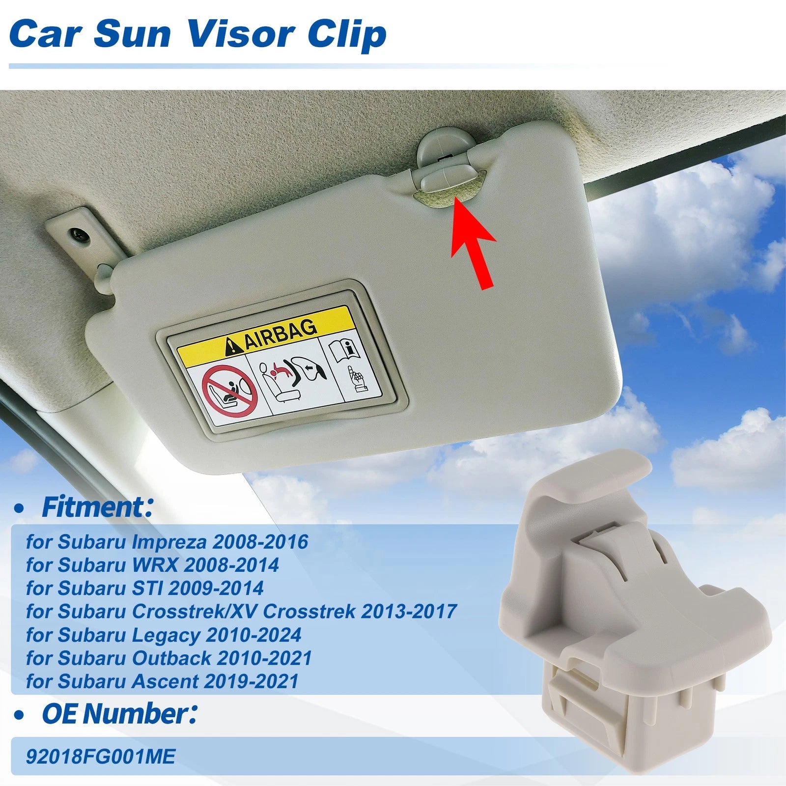 Sun Visor Clip Replacement for Subaru Impreza (2008–2016)