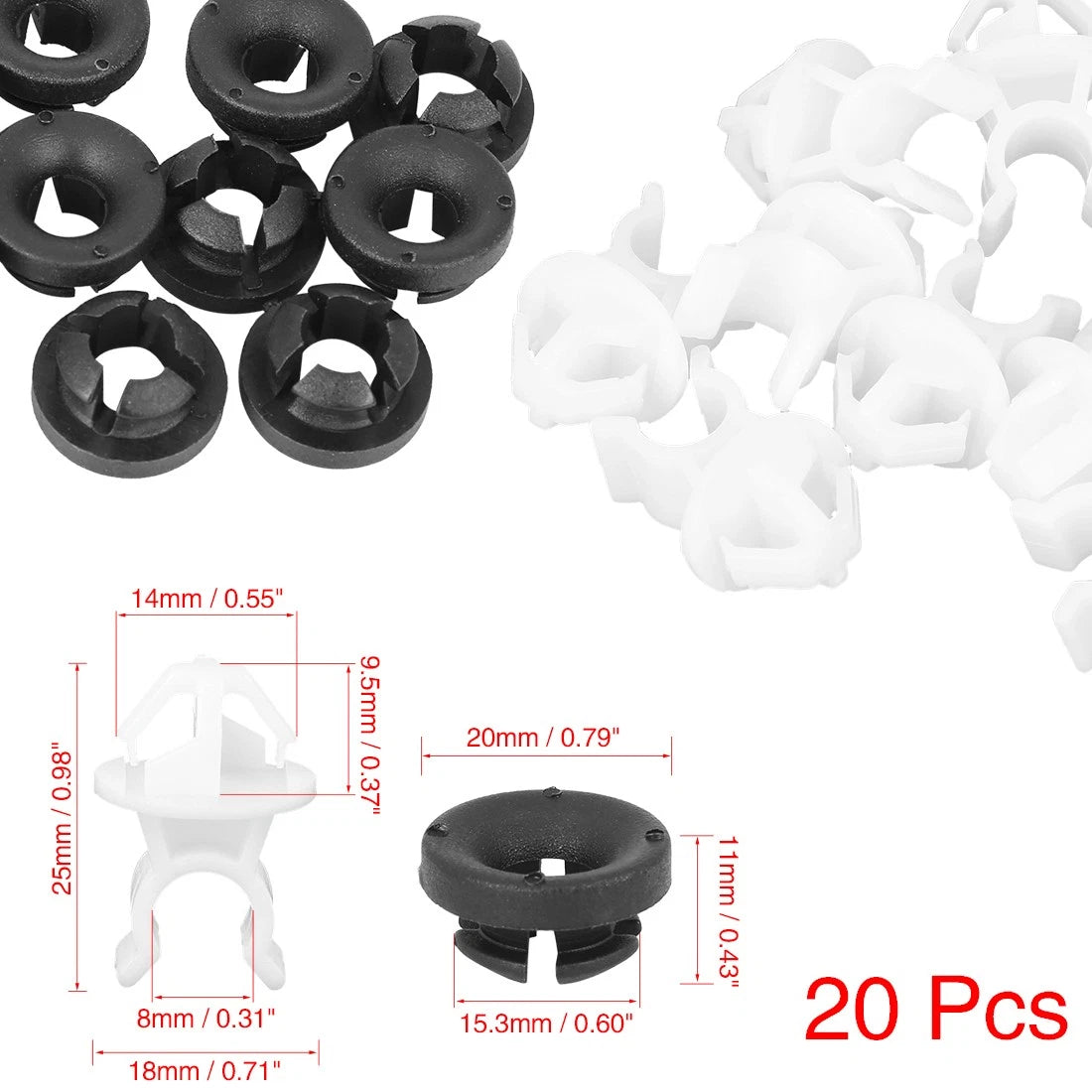 Hood Prop Rod Clip Set Replacement for Honda Accord Fit CRV Civic City (20pc)