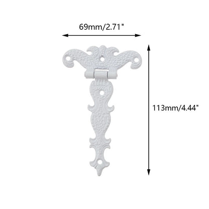Set of 4 White T-Strap Hinges for Jewelry Chest Toolbox