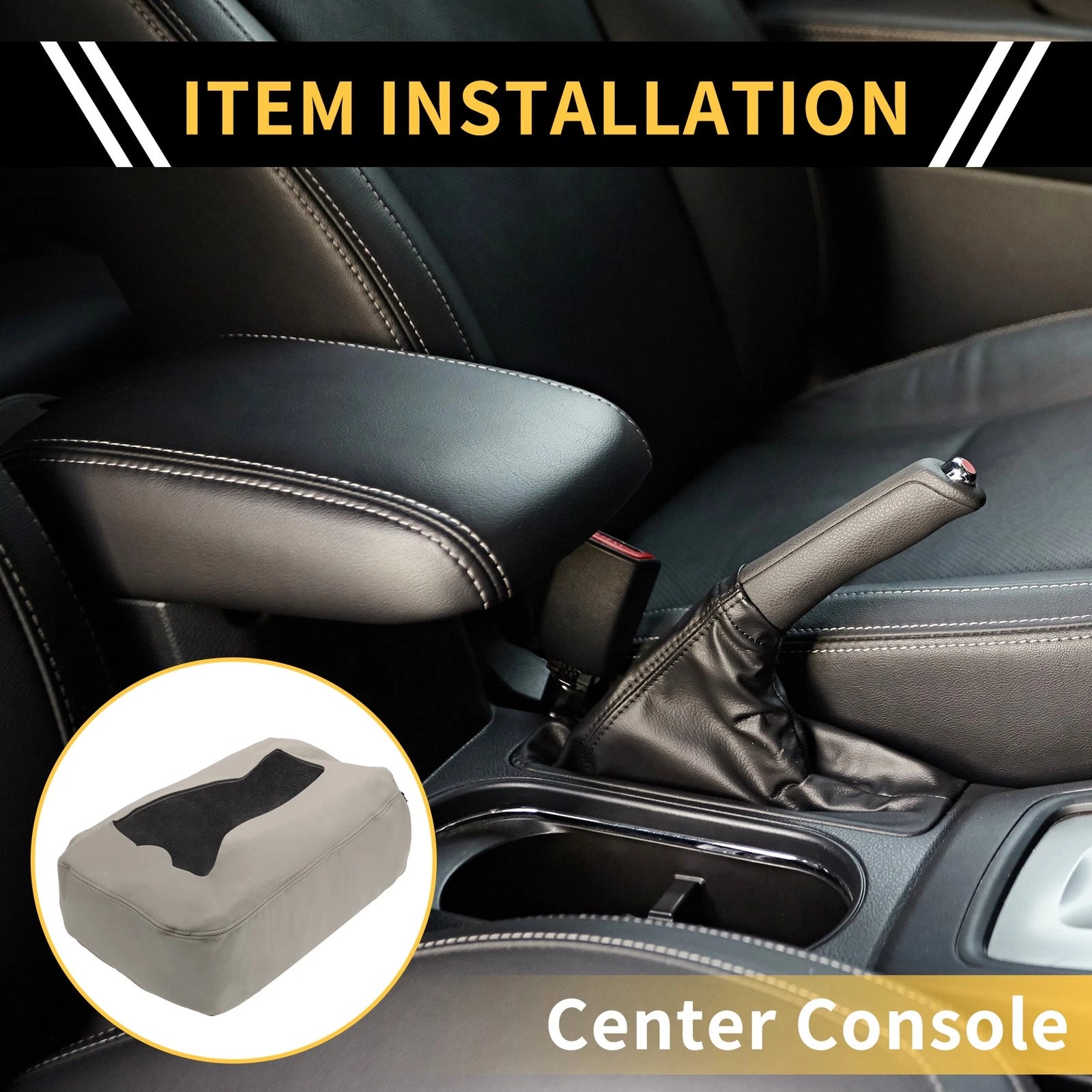 Center Console Cover Replacement for Chevrolet Silverado Microfiber Leather Zipper (2014–2018)