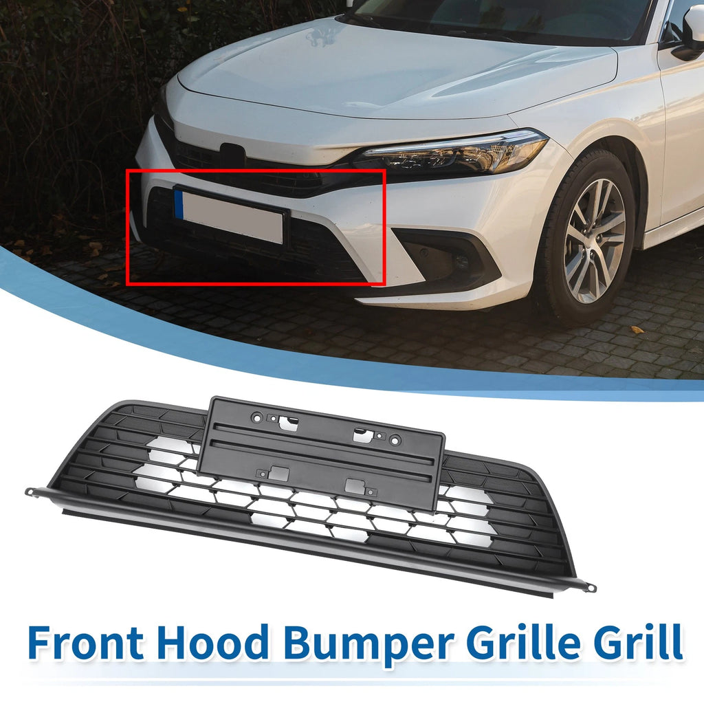 Front Upper Bumper Grille for Honda Civic (2022–2023) ABS Plastic Black