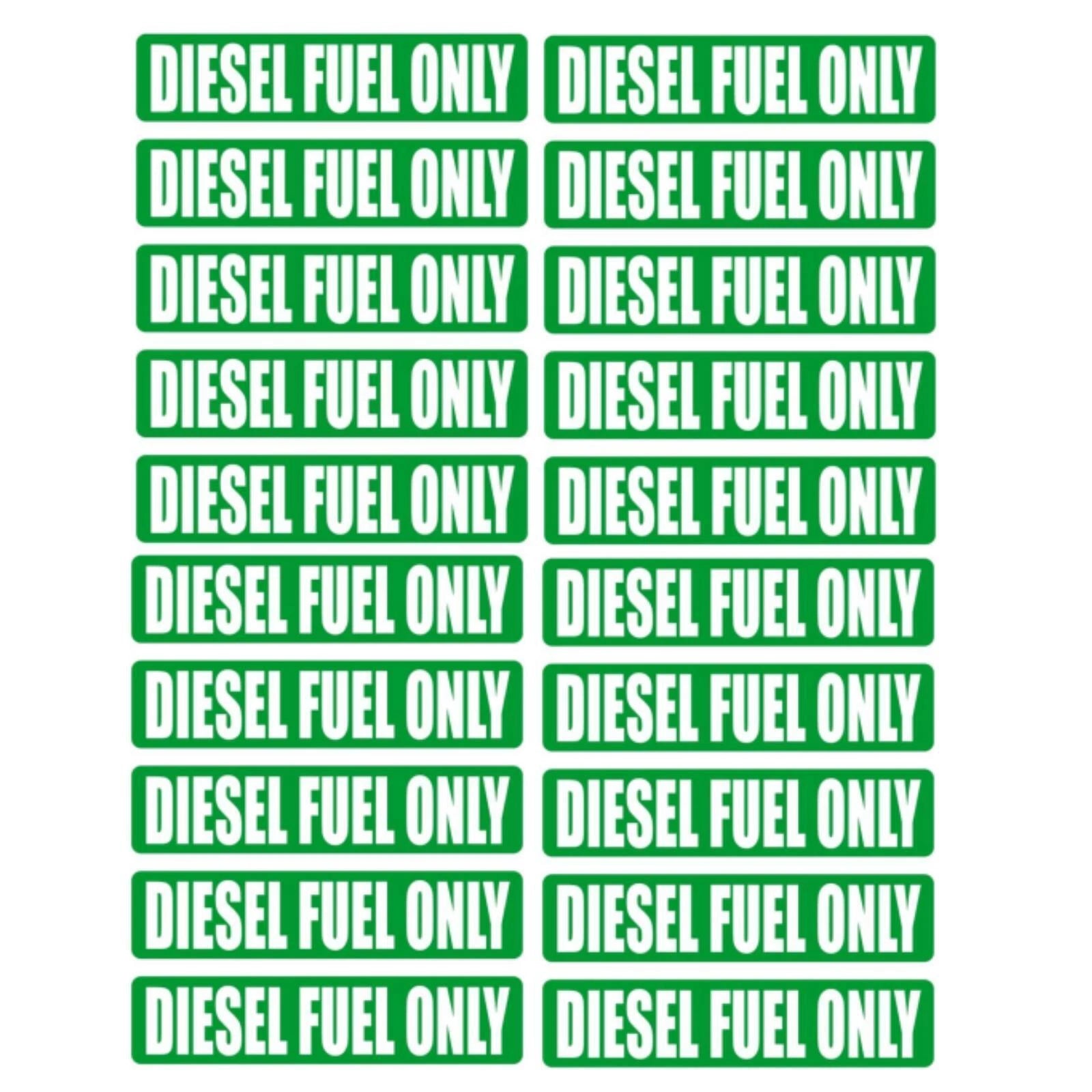 20 Pack Diesel Fuel Only Stickers Removable Reusable Decals