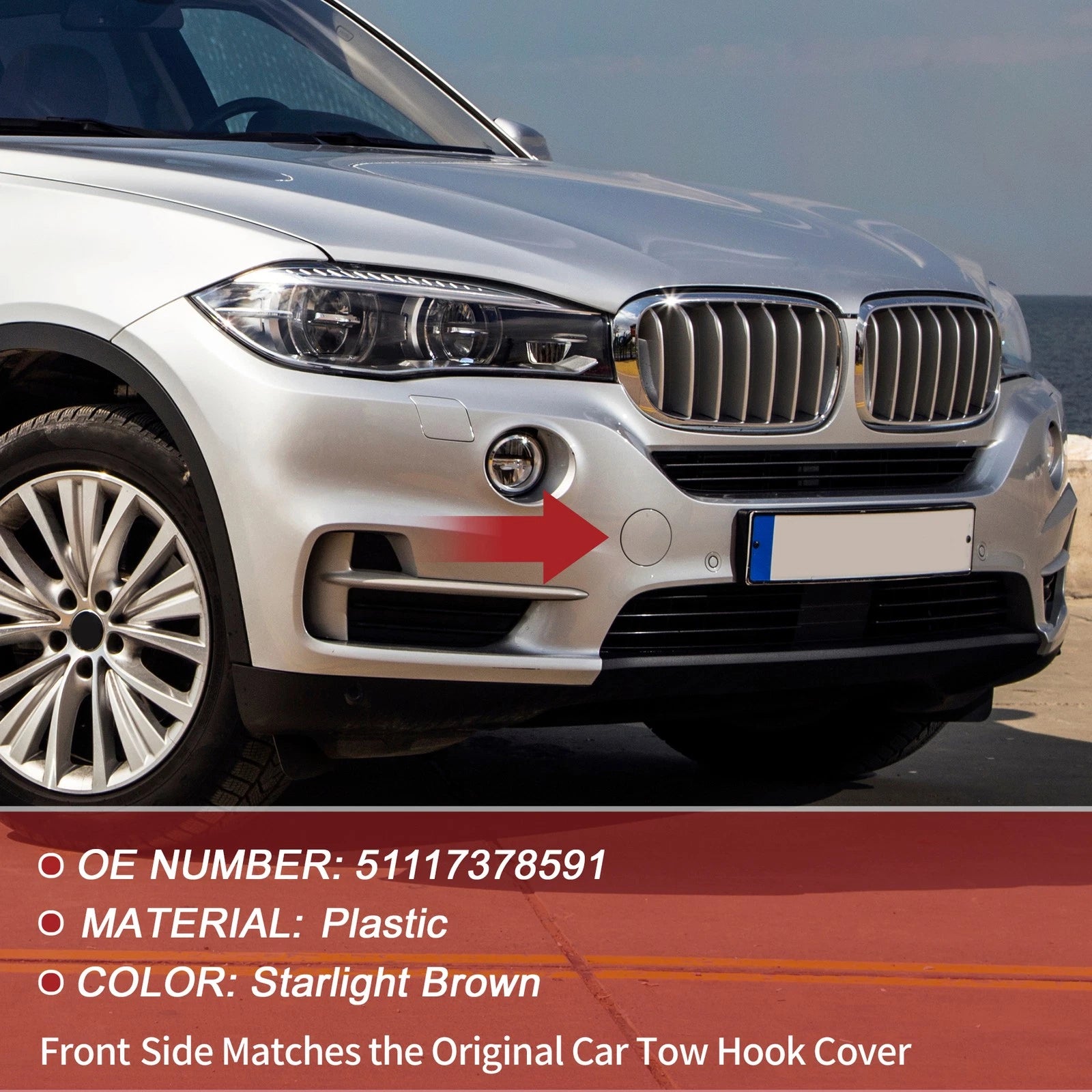 Front Tow Hook Cover Replacement for BMW X5 F15 (2014–2018)