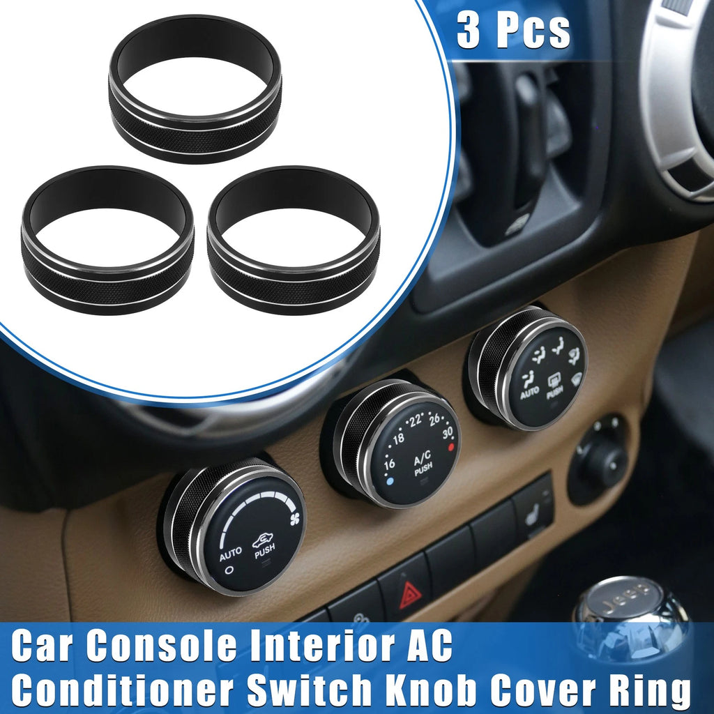 3pcs AC Switch Knob Cover Ring Replacement for Jeep Wrangler JK JKU (2011–2018)