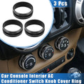 3pcs AC Switch Knob Cover Ring Replacement for Jeep Wrangler JK JKU (2011–2018)