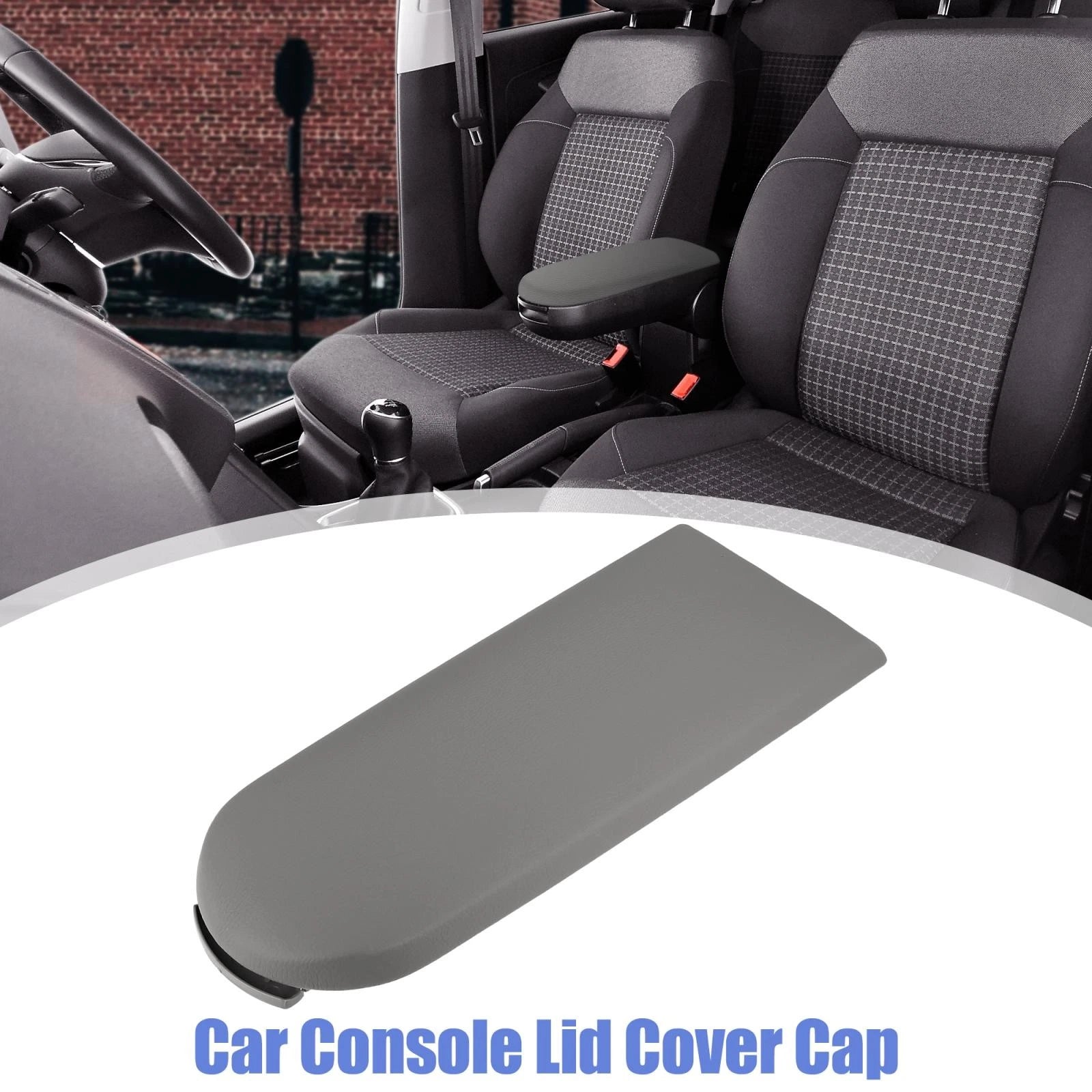 Center Console Armrest Cover for VW Jetta Golf Grey PU Leather Plastic (2011–2024)