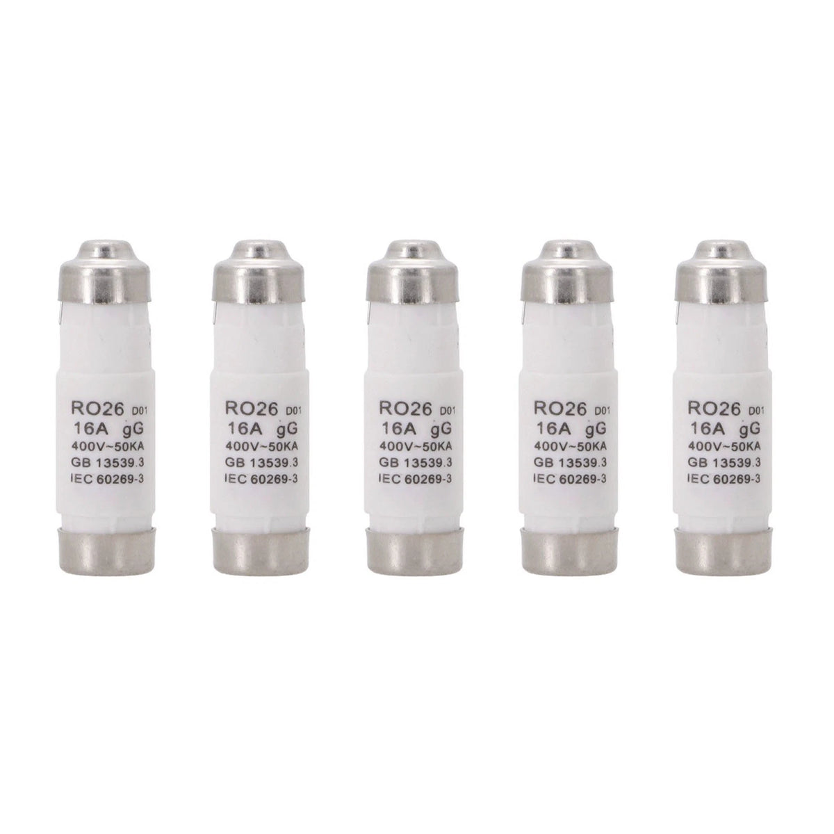 Pack of 5 Spiral Fuses RO26 D01 400V 16A for Circuit Protection