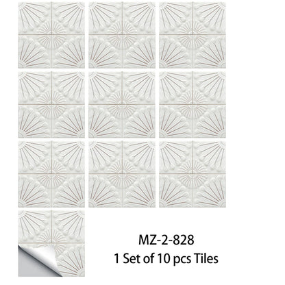 Waterproof Beige Floral Wall Decals PVC Embossed Tile Self 30x30cm