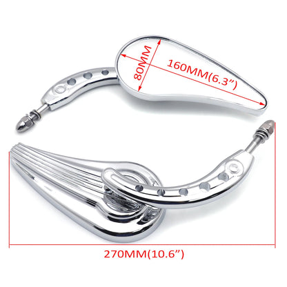 Chrome Raindrop Side Mirrors for Harley Touring Street Glide Road Glide (2014–2023)