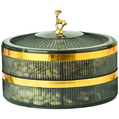 Set of 2 Stackable Transparent Snack Trays with Deer Handle
