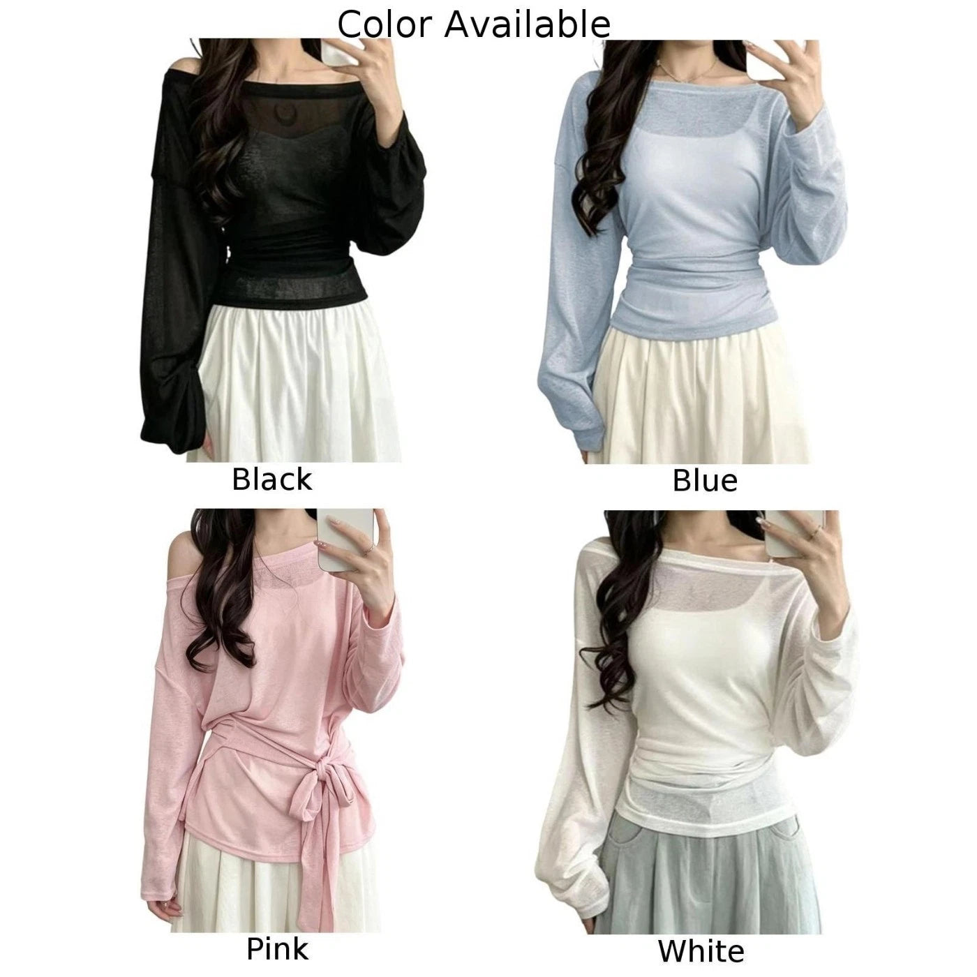Women's Loose Long Sleeve Boat Neck Pullover Sun Protection Tee