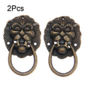 2Pcs Antique Bronze Lion Head Handle Pull Drawer Door Cabinet Knob Ring 4066mm