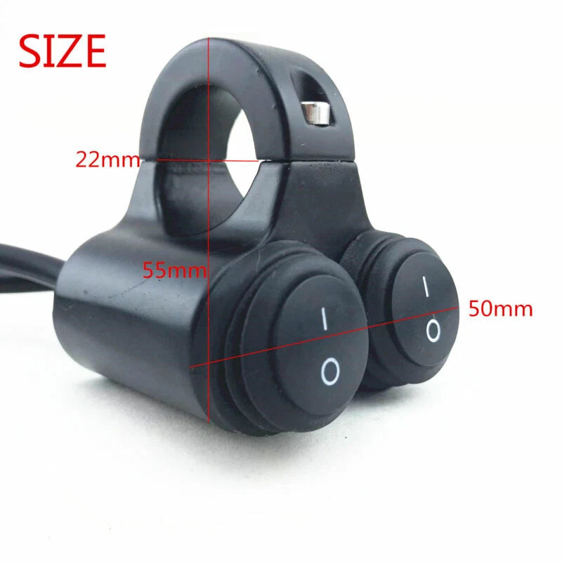 Dual 22mm Rocker Switch for Handle Bar On/Off Waterproof (Universal)