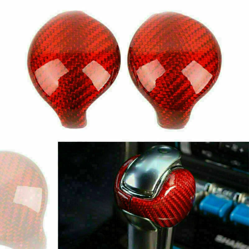 2X Carbon Fiber Interior Gear Shift Knob Trim Cover for Ford Mustang (2015–2019)