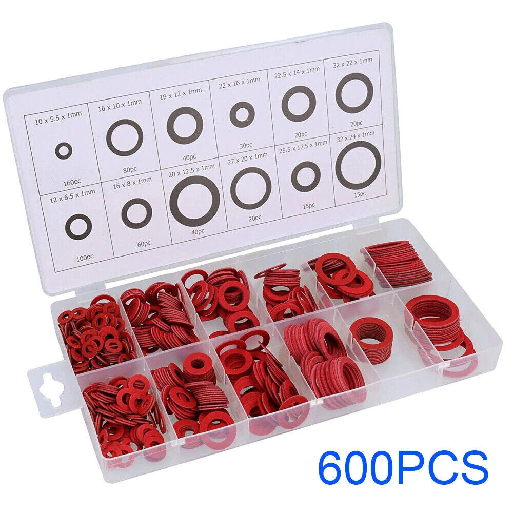 600Pcs Assorted Fiber Flat Washer Kit for Various Applications