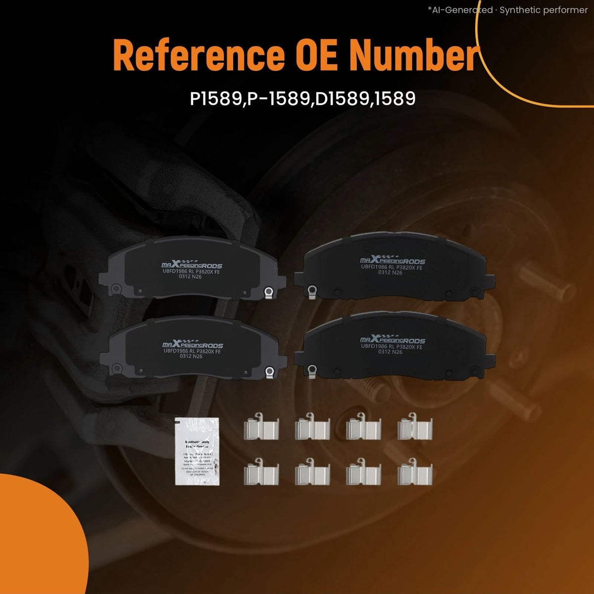 Front Disc Brake Pads Set for Dodge Grand Caravan/Journey (2012–2020) w/Hardware