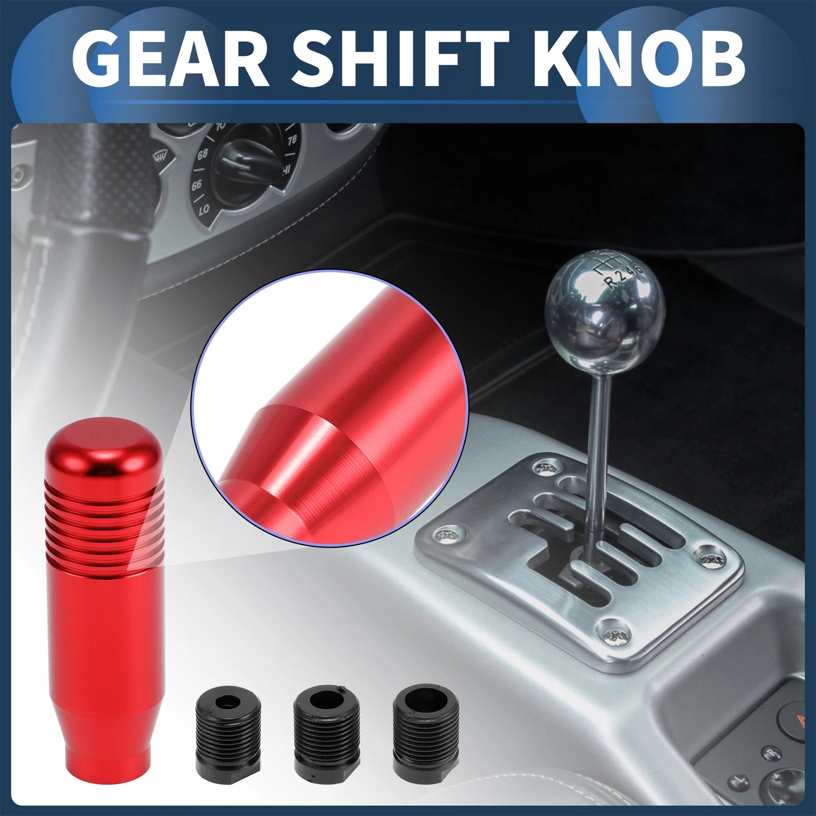 Shift Knob with 3 Adapters for Universal Vehicles (Automatic/Manual)