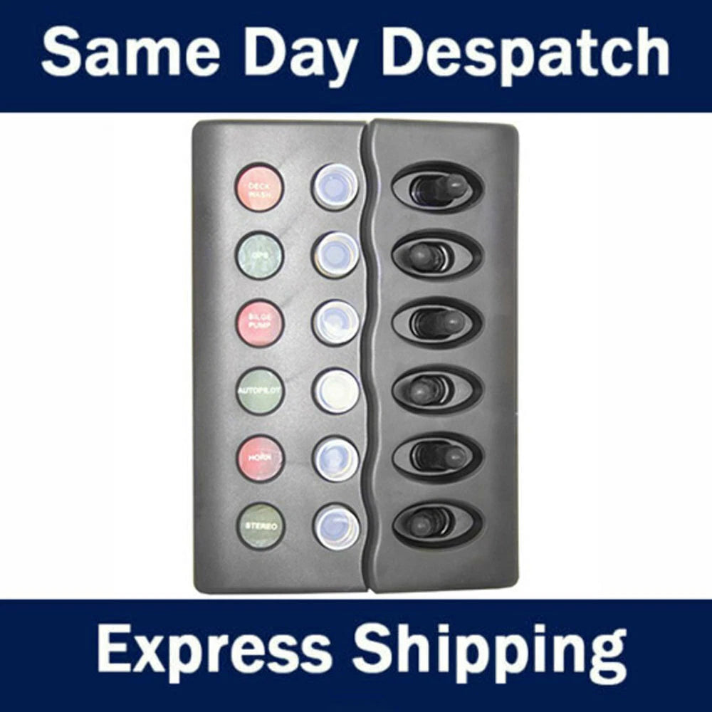 6 Switch Waterproof Circuit Breaker Panel for Universal Applications (12V)
