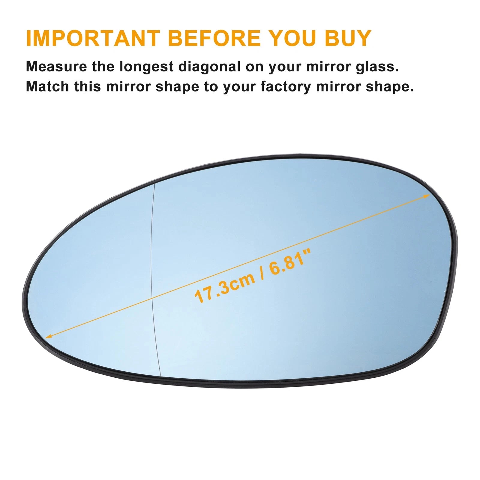 Left Side Blue Mirror Glass with Back Heated for BMW 1 2 3 Series (2004–2009)