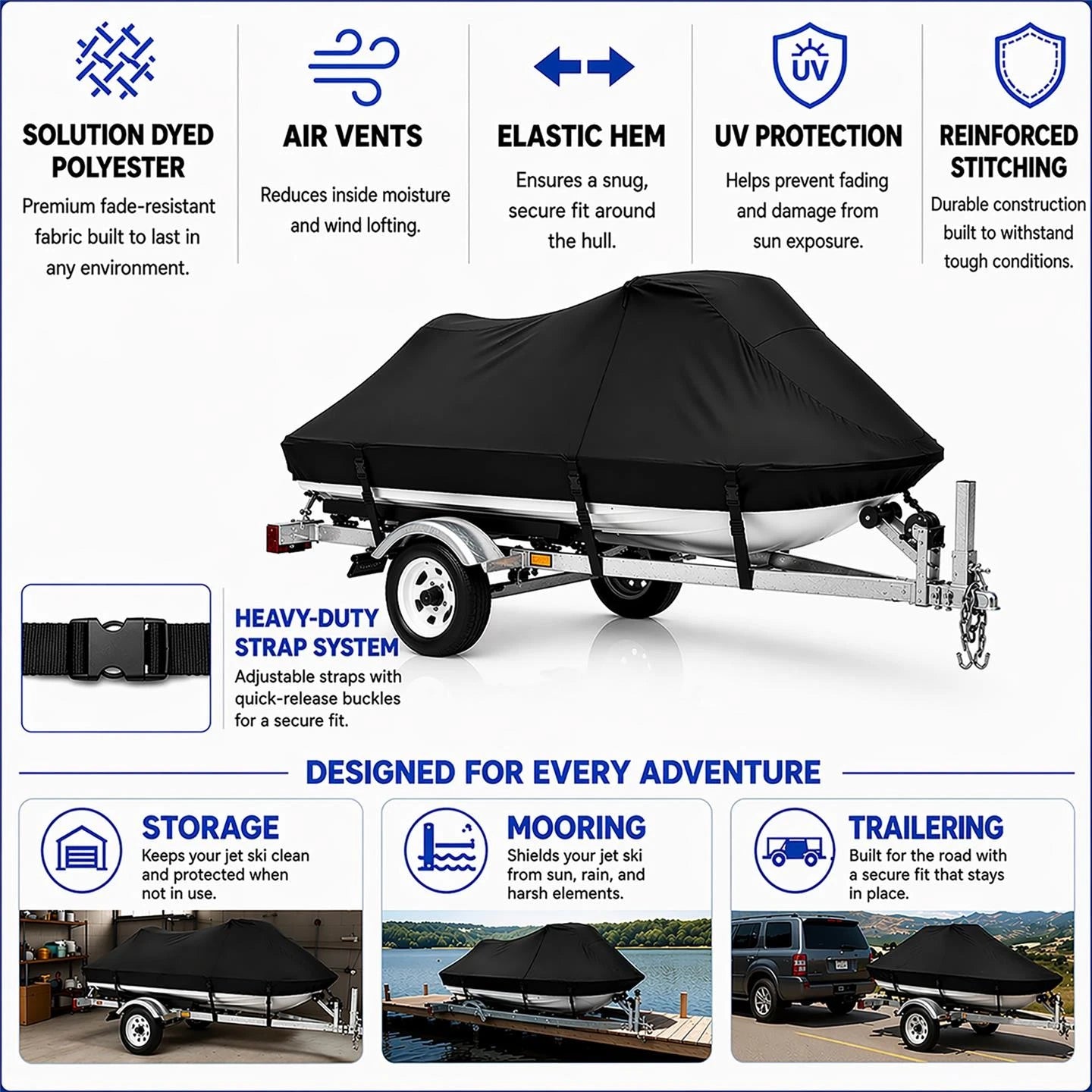 Jet Ski Cover for Sea Doo SeaDoo XP DI (2003–2005) Black