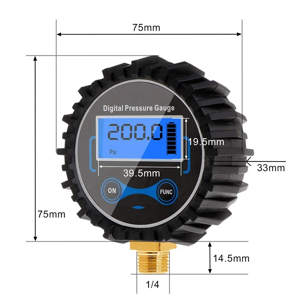 Digital Tire Pressure Gauge for Universal Vehicles (200PSI)