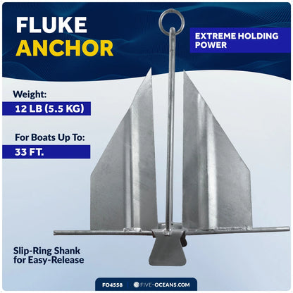 12 Lb Fluke Boat Anchor for Slip-Ring Hot Dipped Galvanized Steel