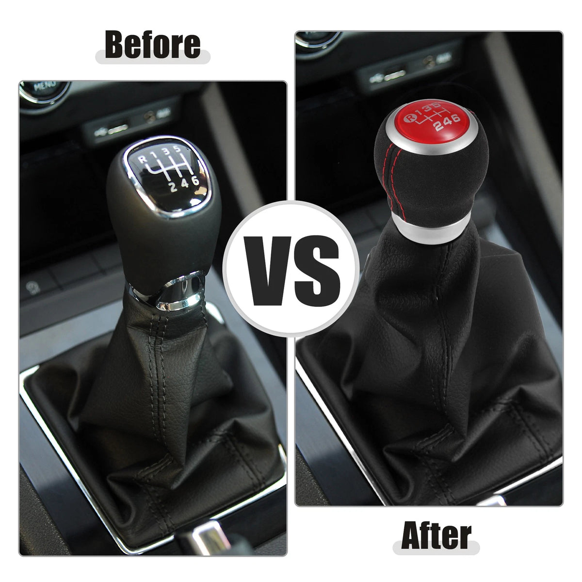 6 Speed Manual Gear Shift Knob for Subaru Impreza WRX STI (2008–2014) Black Suede Red Cap