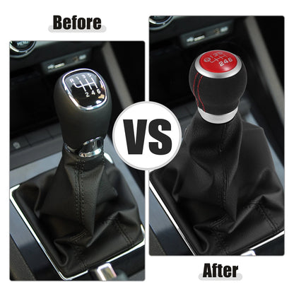 6 Speed Manual Gear Shift Knob for Subaru Impreza WRX STI (2008–2014) Black Suede Red Cap