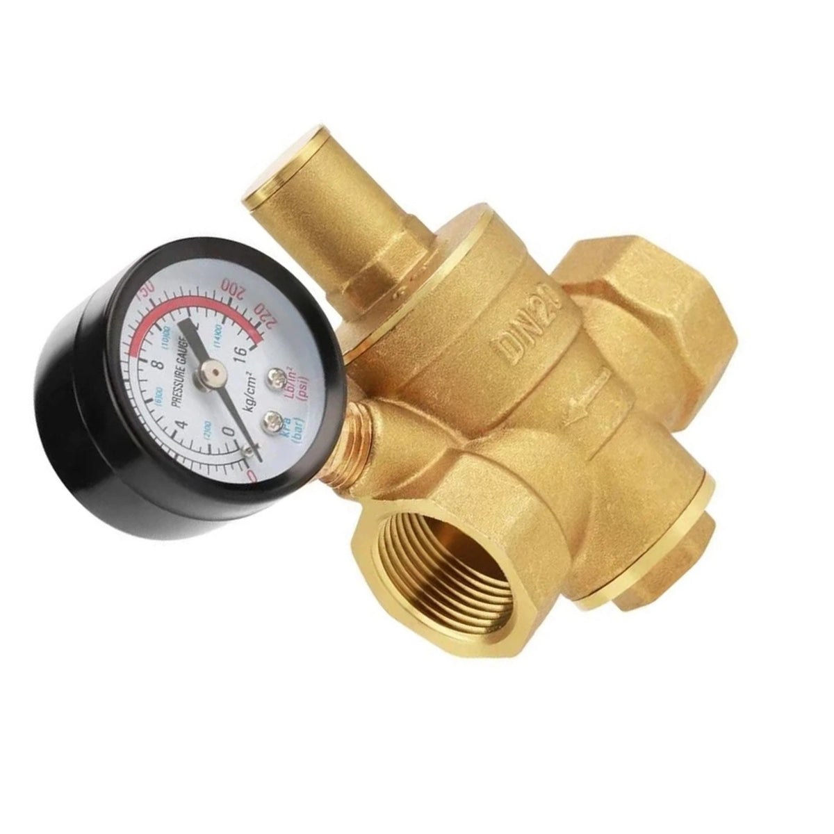 Adjustable Brass Water Pressure Reducing Valve Regulator with Gauge (NPT)