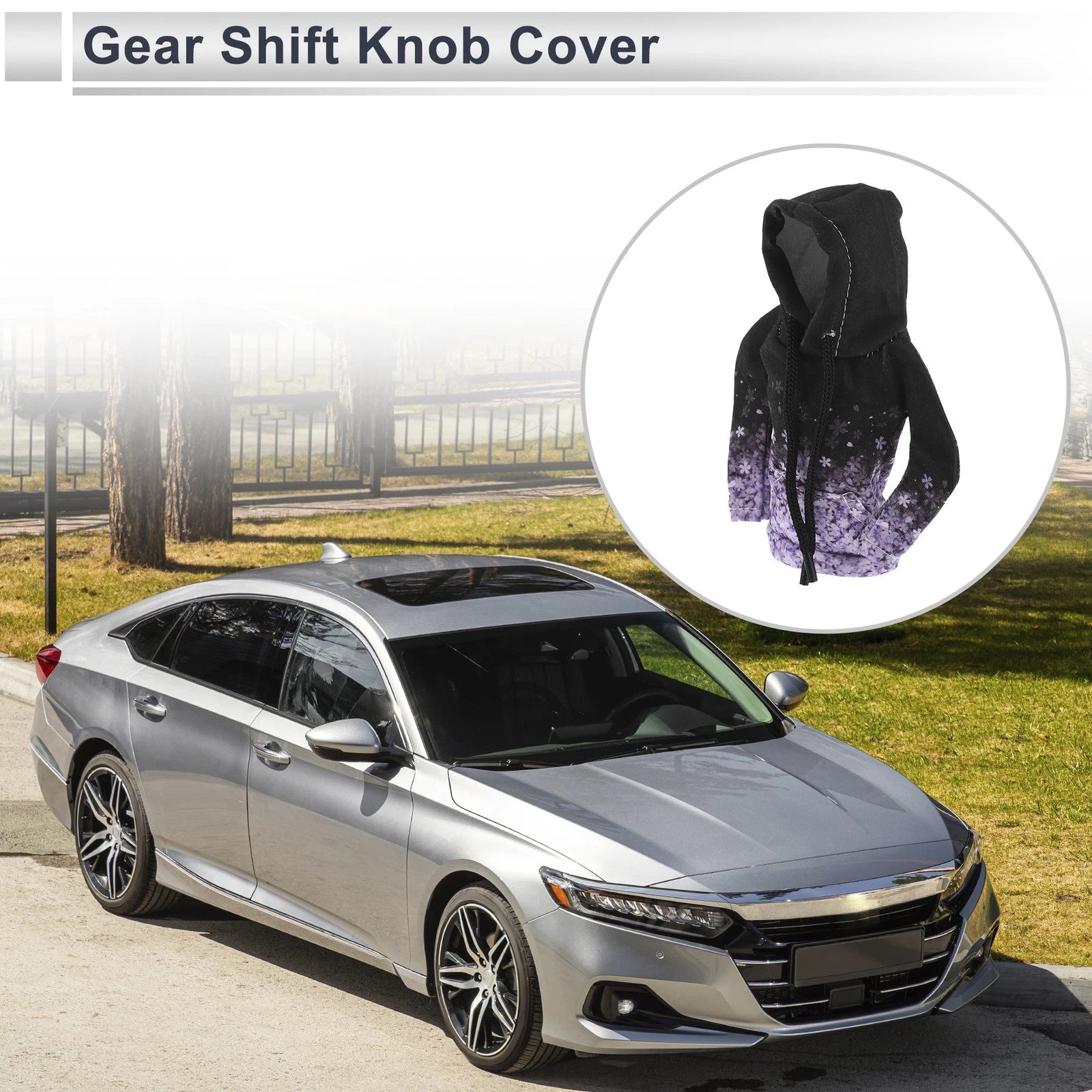 Gear Shift Knob Cover for Car (Black, Light Purple)