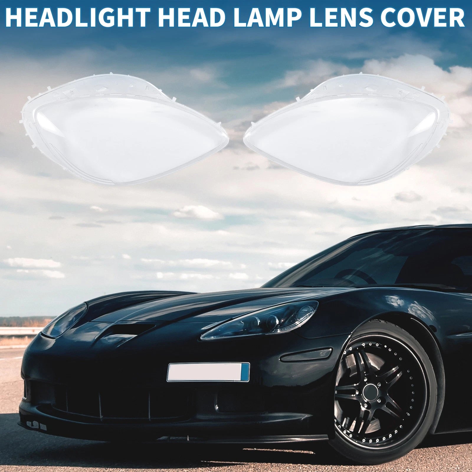 Headlight Lens Cover Pair Front Left Right for Chevrolet Corvette C6 (2005–2013)