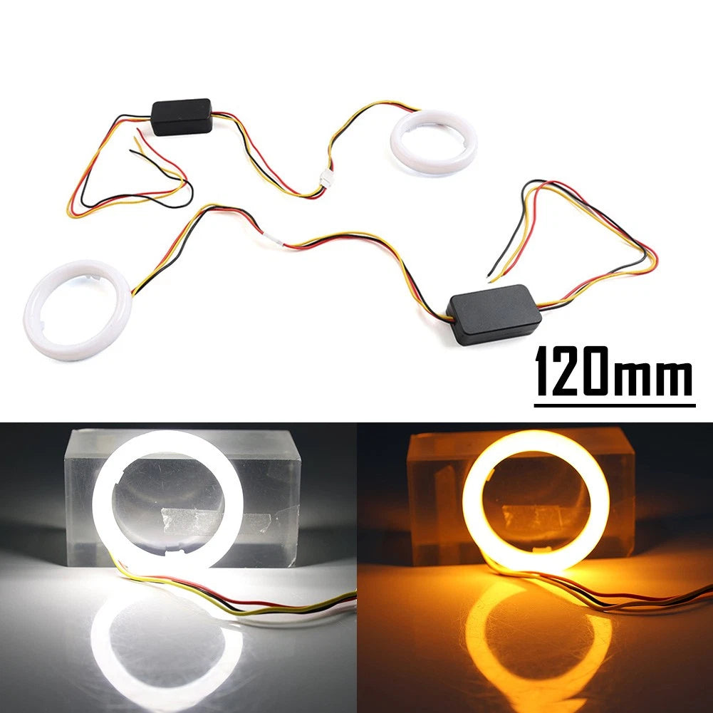 2X 120MM White Amber Switchback LED Angel Eyes for Car Headlight Retrofit
