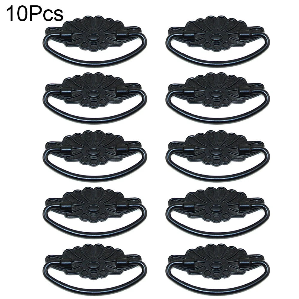 10X Black Vintage Door Pull Handle Knob Zinc Alloy for Cabinets