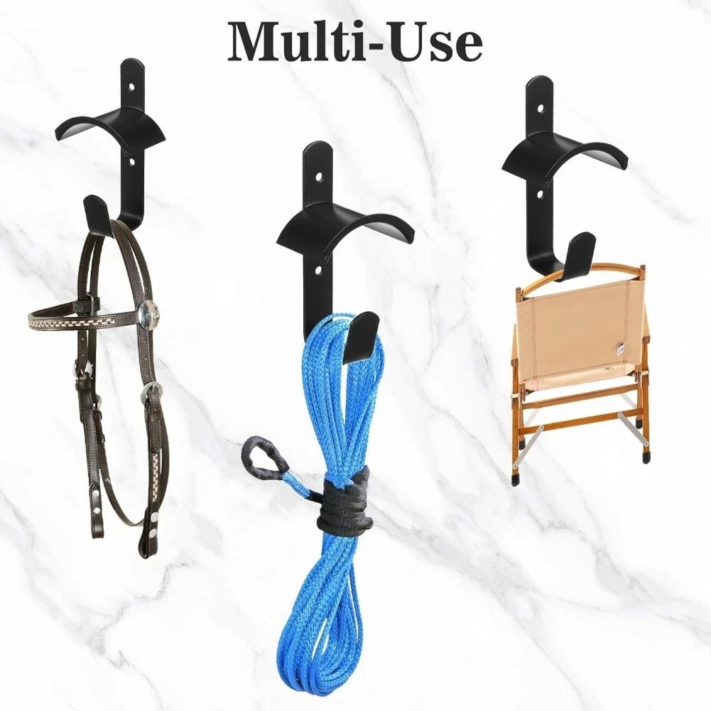 2X Wall Mounted Saddle Rack with Bridle Holder for Horse Tack Storage