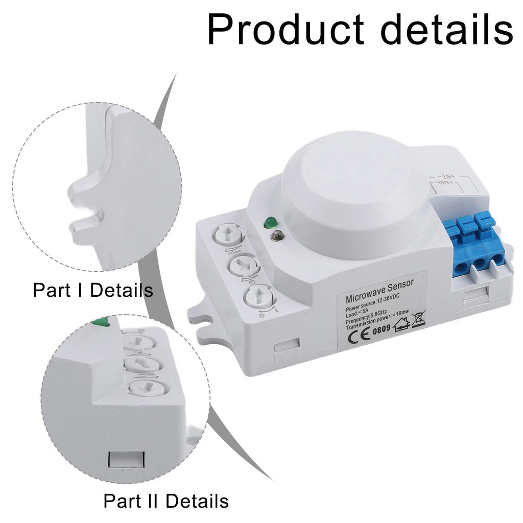 Microwave Sensor Switch for Indoor Outdoor Installations (360° Sensing Range)