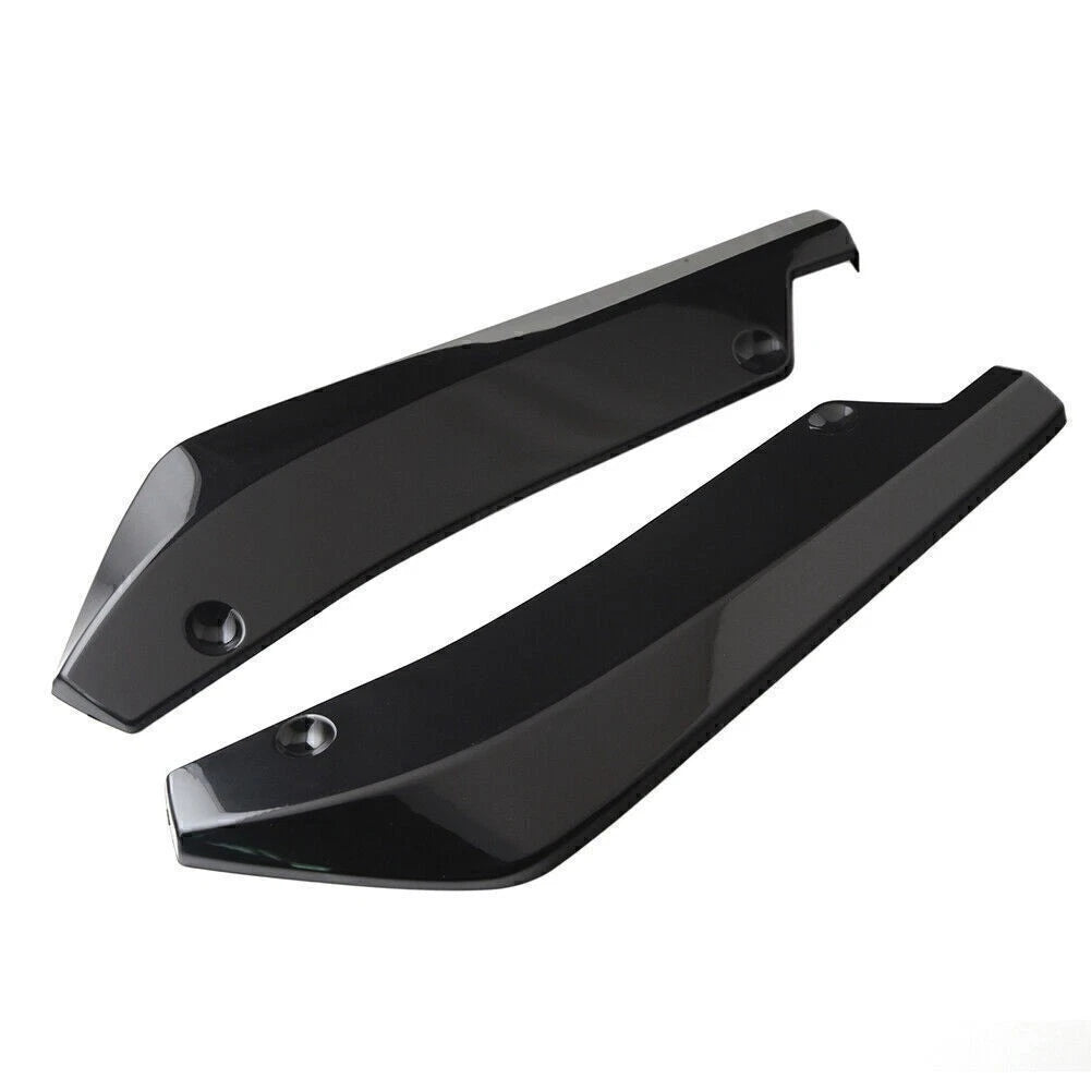 2X Anti-Scratch Rear Bumper Lip Wrap Diffuser Splitter Canard Black