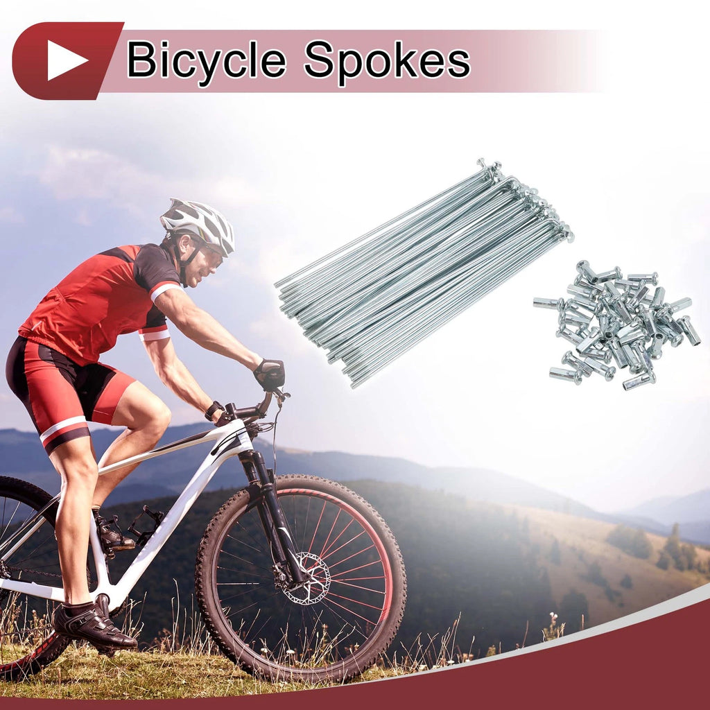 Bicycle Spokes 127mm Galvanized Carbon Steel Replacement for 12G (38 Set)