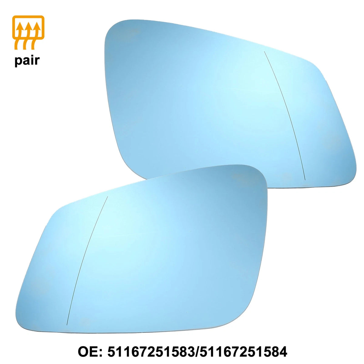 Mirror Glass Pair Replacement for BMW 740Li 550i (2009–2016)