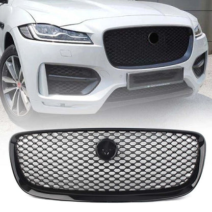 Gloss Black Front Upper Mesh Grille for Jaguar F-PACE (2016–2019)