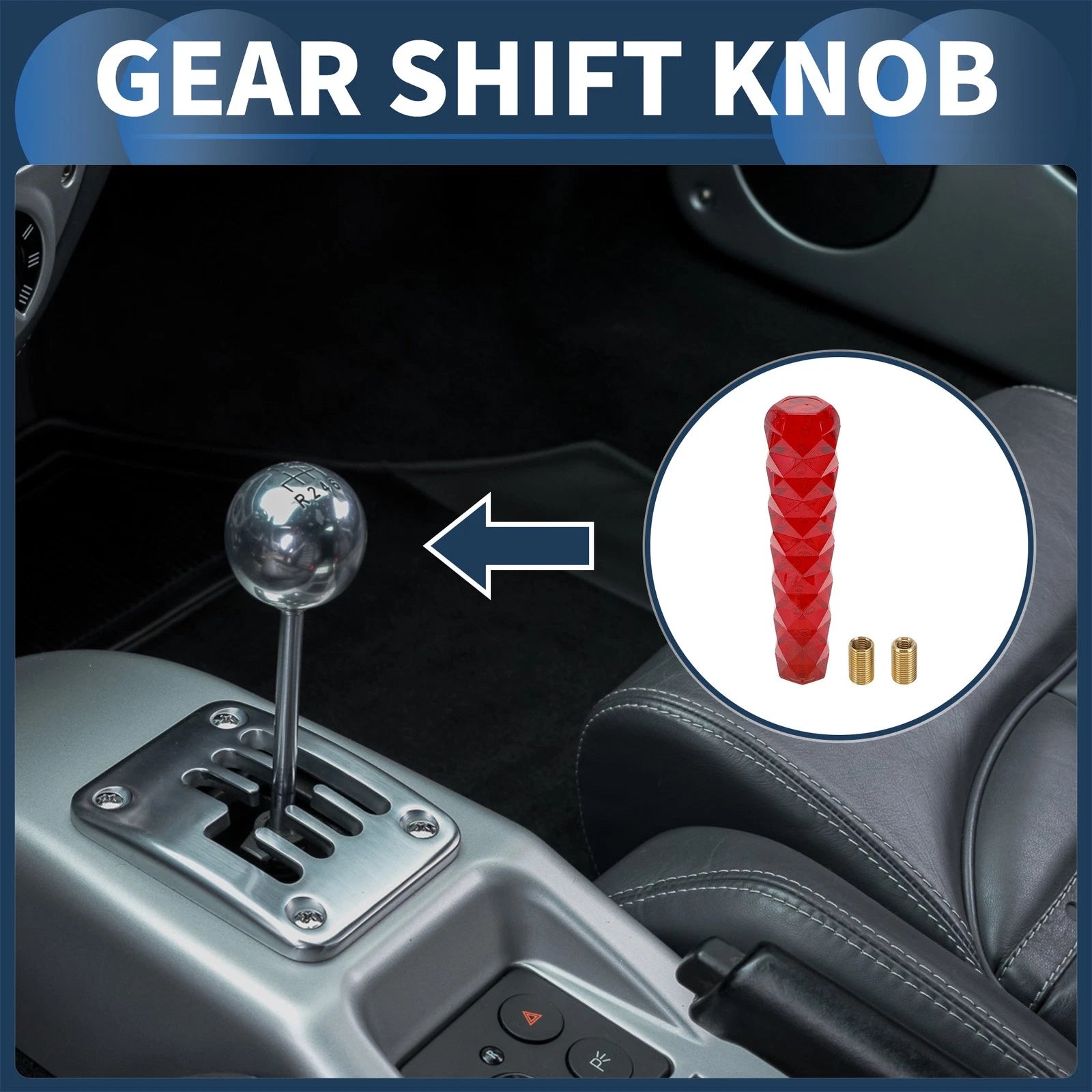 Crystal Gear Shift Knob with 2 Adapters for Universal Fit (20cm)