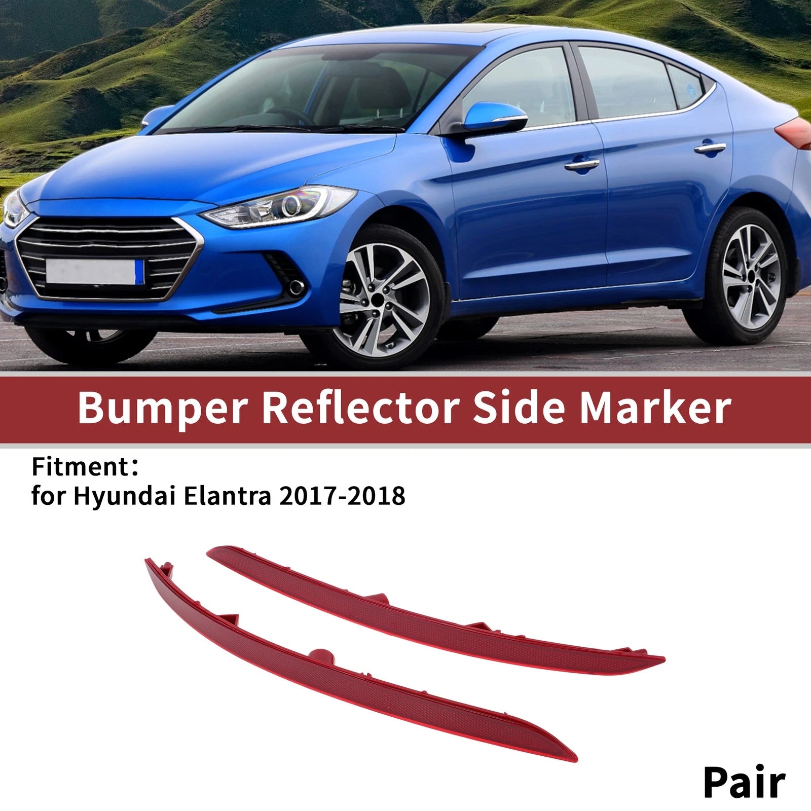 Rear Bumper Reflectors Pair Left Right Replacement for Hyundai Elantra (2017–2018)