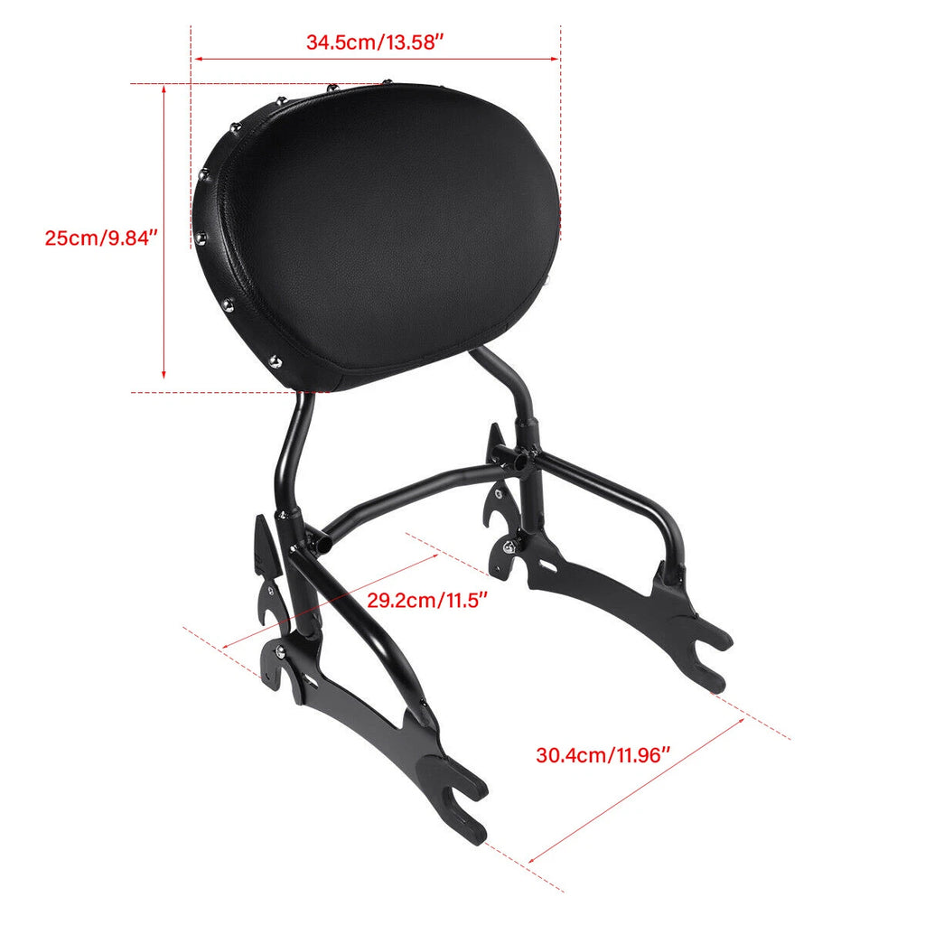 12" Black Backrest Sissy Bar & Mount Spool for Indian Chieftain (2014–2022)