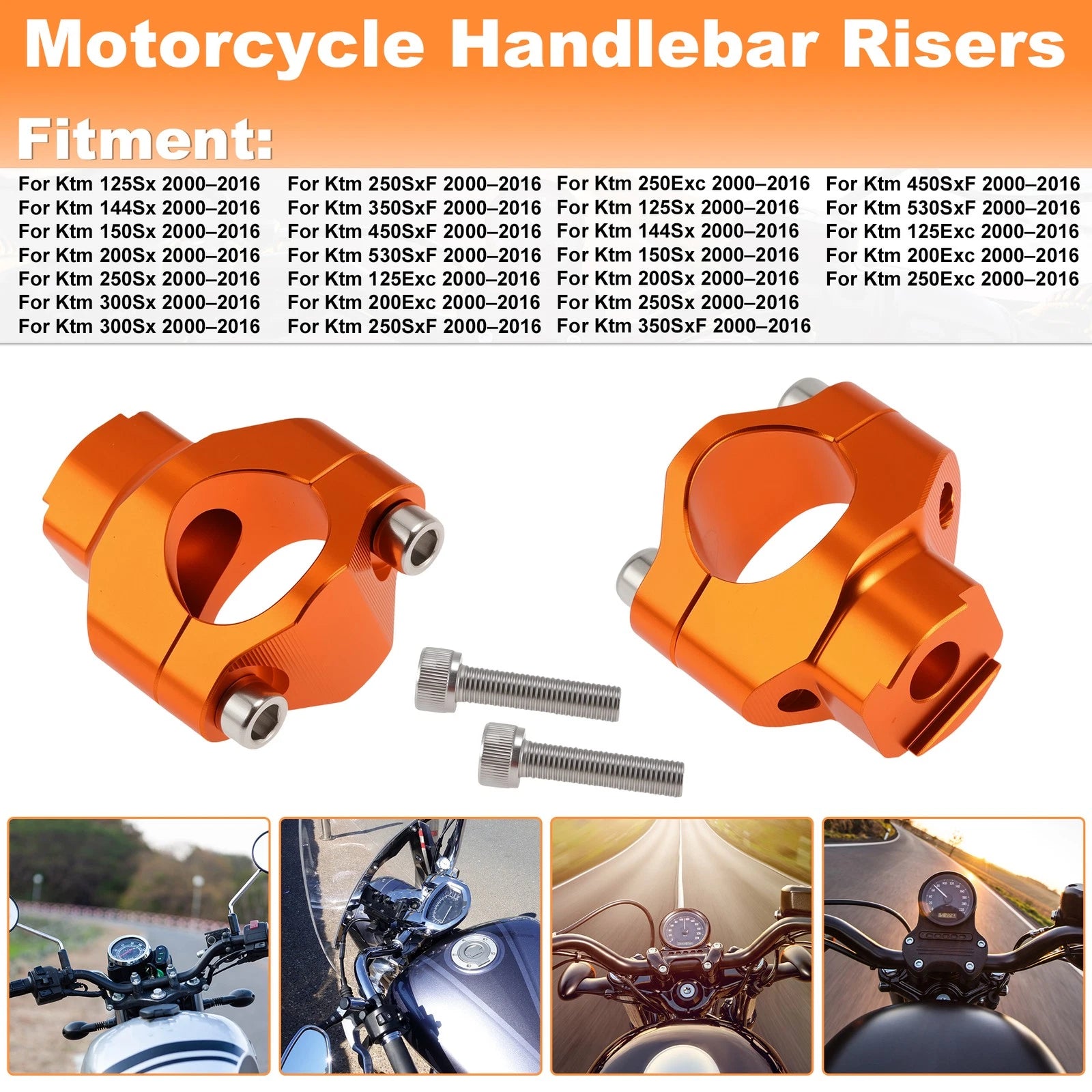 Handlebar Riser for KTM 125SX (2000–2016) - 28mm/1.1inch, Orange