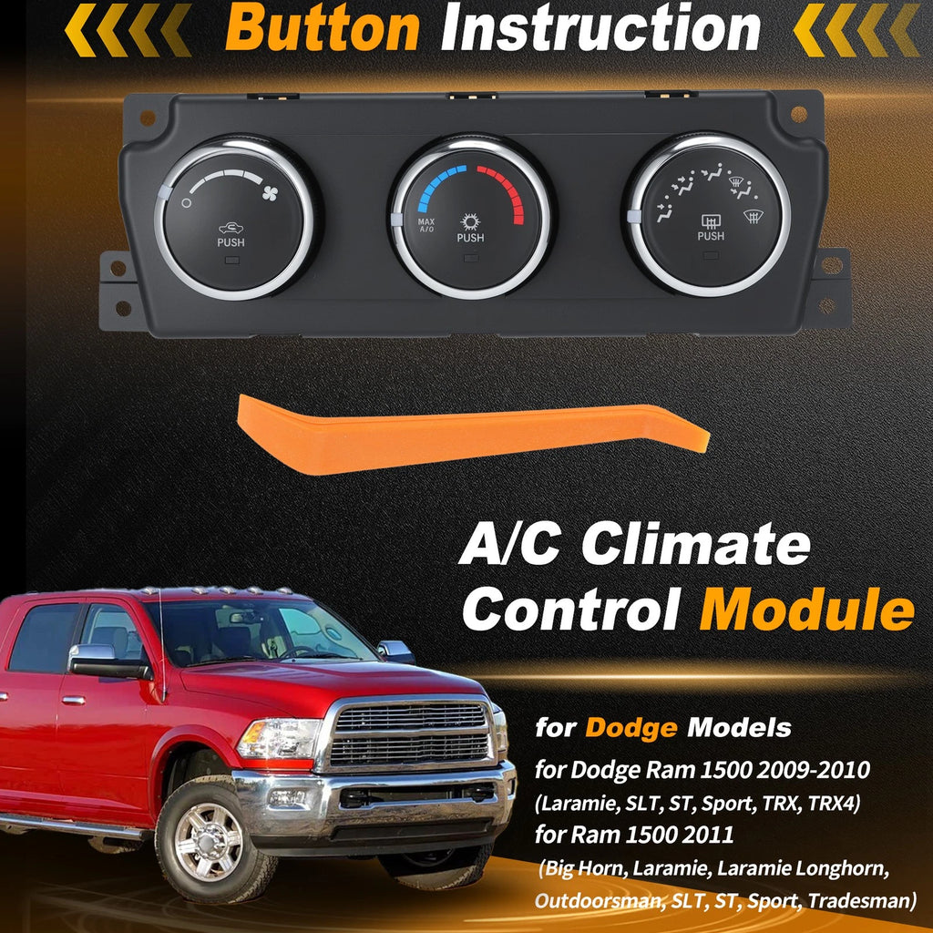 A C Heater Climate Control Module Panel for Dodge Ram 1500 (2009–2011)