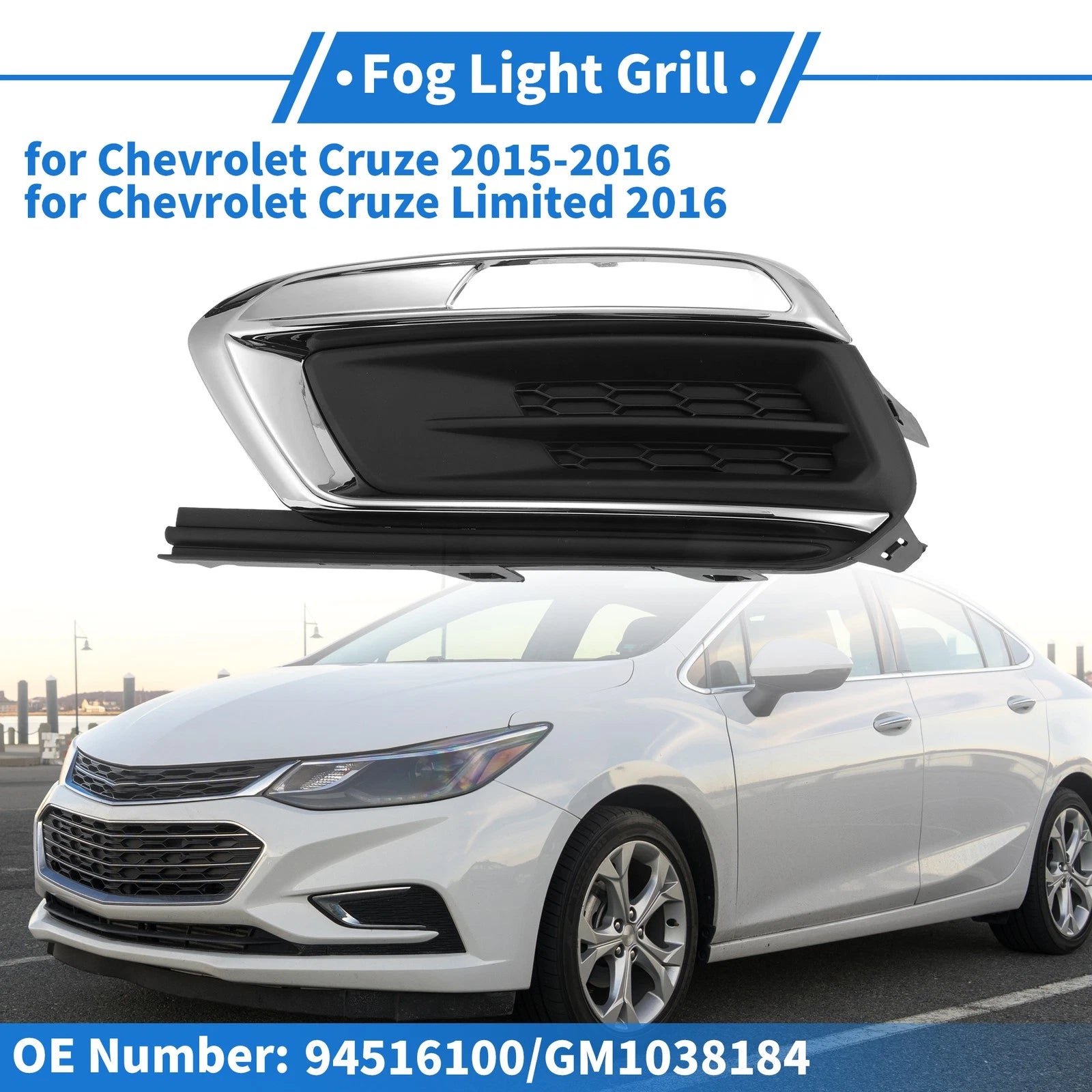 Front Left Fog Light Grille Replacement for Chevrolet Cruze (2015–2016)