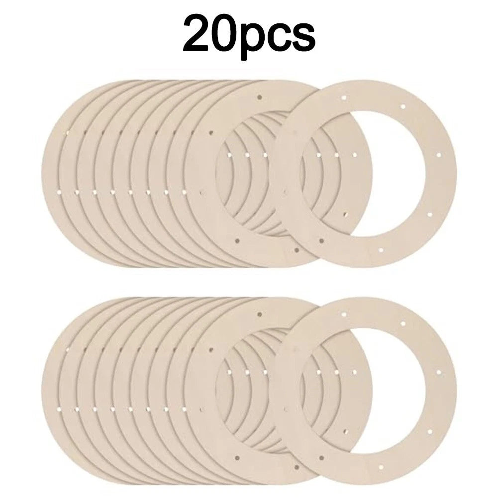 20 Pieces Wooden Circle Wreath Frames for Craft Use