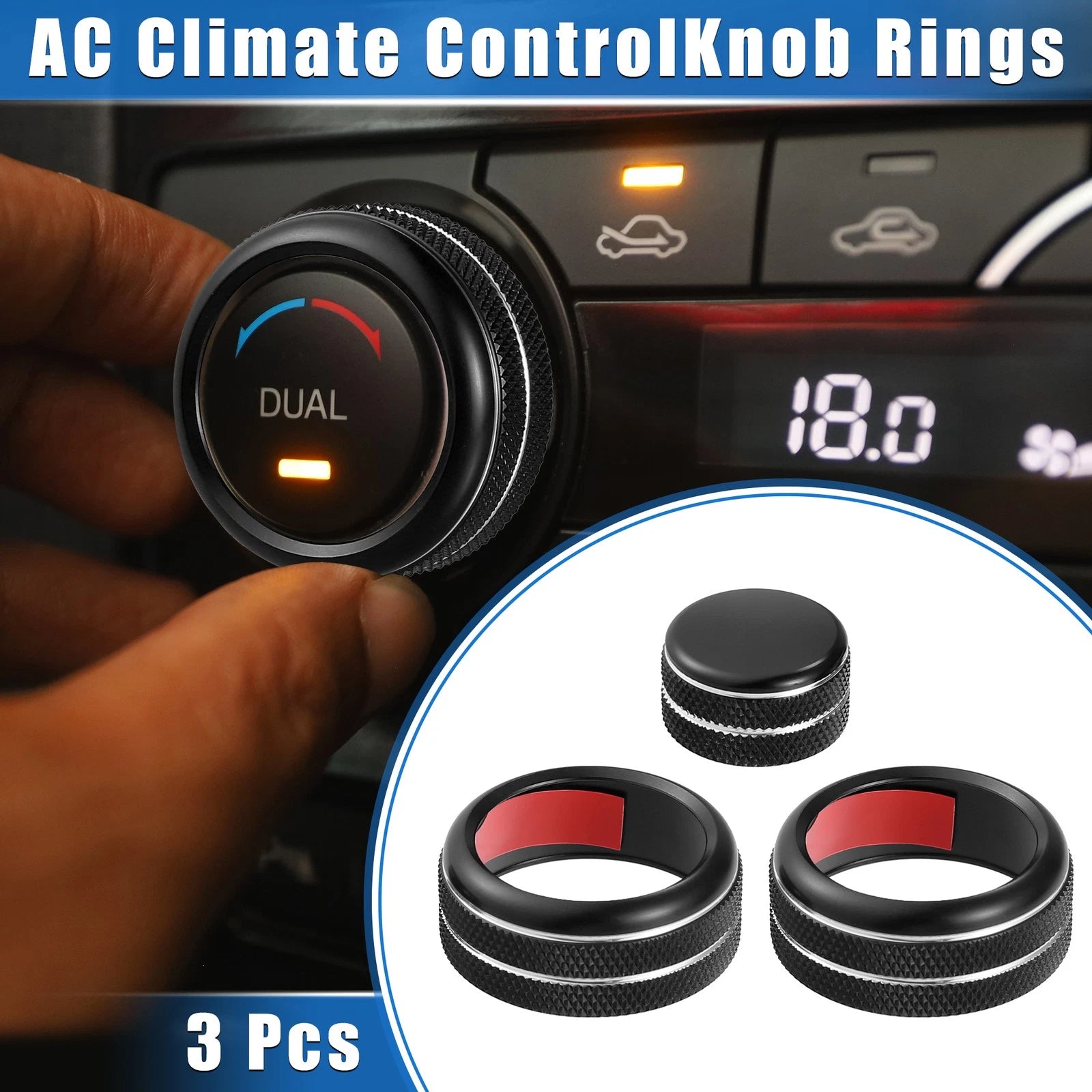A C Climate Control Knob Rings Kit for Chevrolet Corvette C6 (2005–2013)