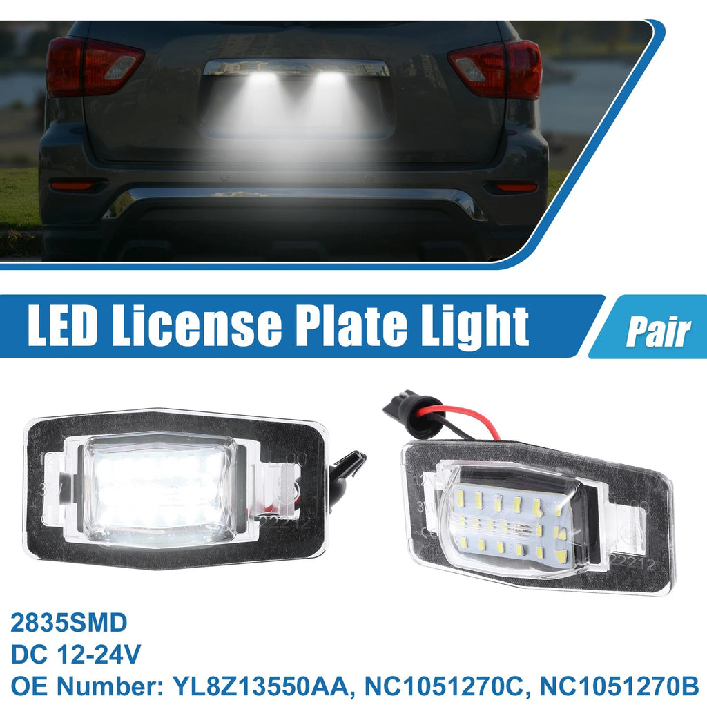 White LED License Plate Light Assembly Pair for Mazda (2003–2015)