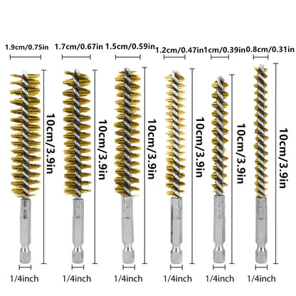 Hex Shank Brass Bore Brush Set for Power Drill (Cleaning, Polishing)